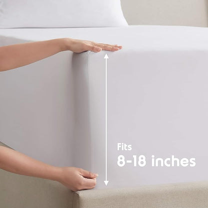Nestl Full XL Sheet Set - Luxury 1800 Ultra-Soft Microfiber Full Extra Long Bed Sheets - Double Brushed - Deep Pockets - Easy Fit - 4 Piece Set - Bedding Sheets & Pillowcases (Full XL, White)