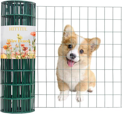 Green PVC Coated Welded Wire Fencing, 60in High x 50ft Long, 2 inch x 4 inch 14GA 2/3/4/5/6 Ft Tall Welded Wire Fence Rolls, Green Metal Garden Fence Wire Roll Garden Fencing for Yard