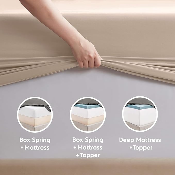 Nestl King Sheet Set - Luxury 1800 Ultra-Soft Microfiber King Bed Sheets - Double Brushed - Deep Pockets - Easy Fit - 4 Piece Set - Bedding Sheets & Pillowcases (King, Beige Cream)