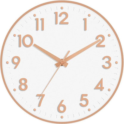 Mosewa Wall Clock 10 Inch, Battery Operated Silent Non-Ticking Modern Analog Clock Decorative for Kitchen, Bedroom, Office(Rose Gold)