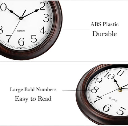 Wall Clocks Battery Operated Silent Non-Ticking Wall Clock 8.5 Inch Small Vintage Retro Rustic Style Decorative for Kitchen Living Room Home Office (Bronze)