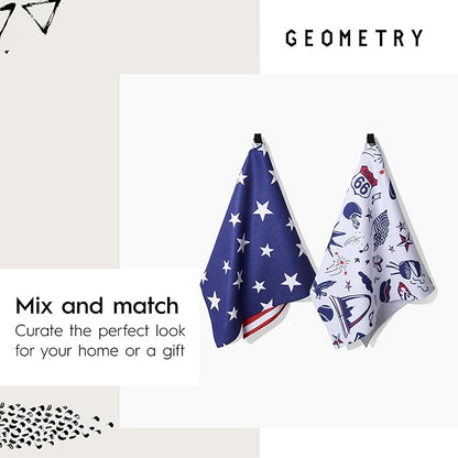 GEOMETRY Double Sided Kitchen Tea Towel -Quick Dry Microfiber Cloth Dish Towels for Kitchen Drying - Premium Quick Dry Towel (Patriotic, 1-Pack)