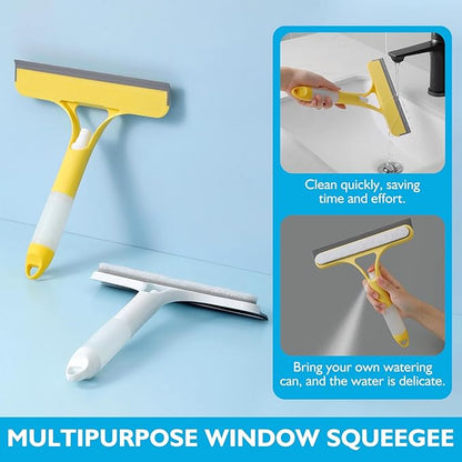3 in 1 Window Cleaning Scraper, 3 in 1 Spray Squeegee for Window Cleaning, 2025 New with Brush and Built-in Spray Bottleall-Purpose Shower Glass, Mirrors, Car, Home Window Cleaner Tool (B)