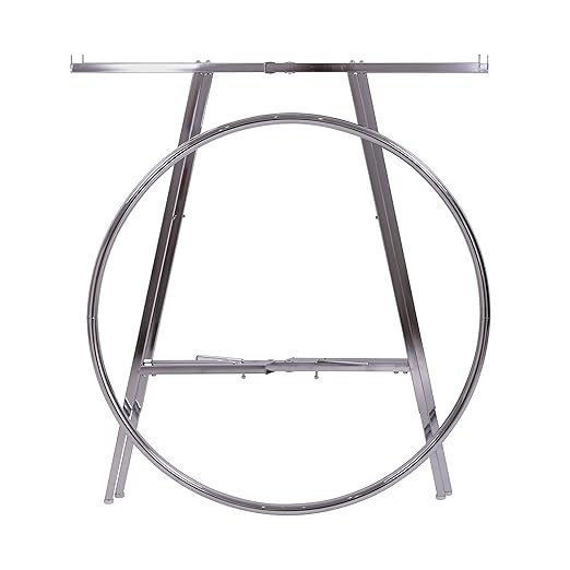 Econoco 42-Inch Folding Round Garment Rack, Adjustable 46–66″ Height Retail Display, Chrome Finish