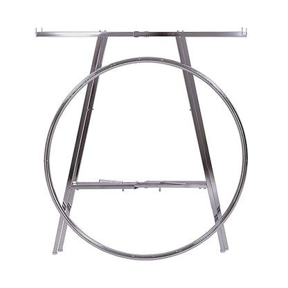 Econoco 42-Inch Folding Round Garment Rack, Adjustable 46–66″ Height Retail Display, Chrome Finish