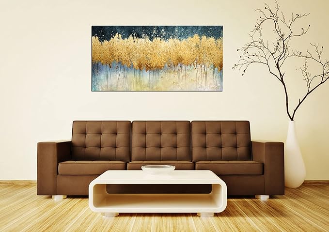 XXMWallArt FC2650 Canvas Wall Art Abstract Golden Forest Painting Modern Decor Abstract Canvas Prints for Living Room Bedroom Kitchen Home and Office Wall Decor