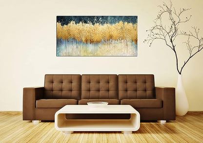 XXMWallArt FC2650 Canvas Wall Art Abstract Golden Forest Painting Modern Decor Abstract Canvas Prints for Living Room Bedroom Kitchen Home and Office Wall Decor