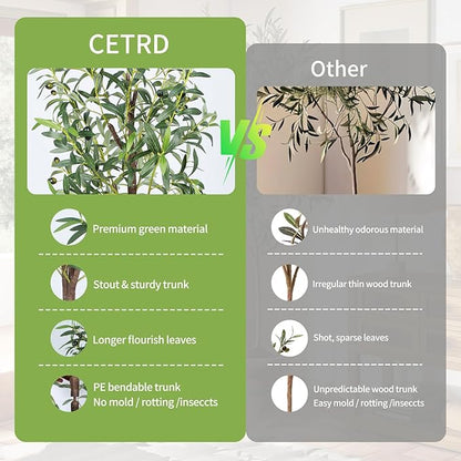 Artificial Olive Tree 5FT Tall Faux Silk Plant 60inch Fake Olive Tree with Trunk and Lifelike Fruits for Home Office Decor Indoor 1pack