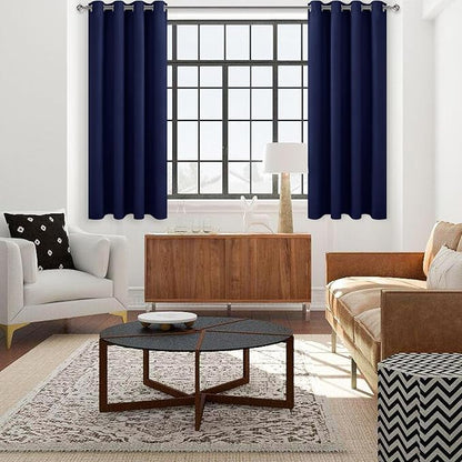 DWCN Blackout Curtains 63 Inch Length, Room Drakening Drapes for Bedroom, Solid Grommet Living Room Extra Wide Panels, Navy Blue, W70 x L63 Inch, 2PCS