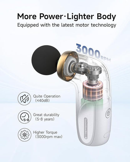 A1 Super Mini Massage Gun, Percussion Deep Tissues Muscle Massager, Compact Sports Travel Massage Gun, Portable Handheld Massager for Office Gifts for Him/Her, Home, Athletes(White)