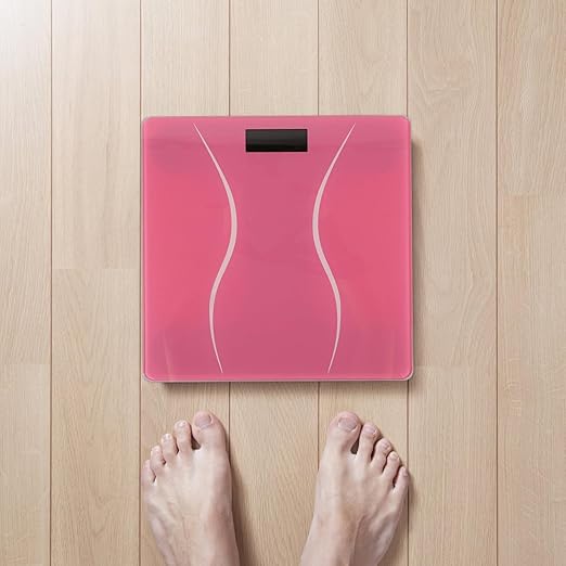 Rechargeable Digital Bathroom Scale for Body Weight High Accuracy Household Weight Scale with Sleek Design for Family Use in Bathroom Bedroom Pink Accent
