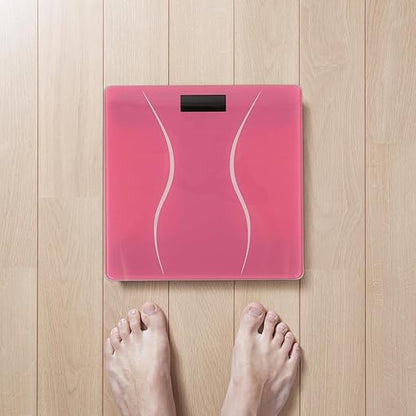 Rechargeable Digital Bathroom Scale for Body Weight High Accuracy Household Weight Scale with Sleek Design for Family Use in Bathroom Bedroom Pink Accent