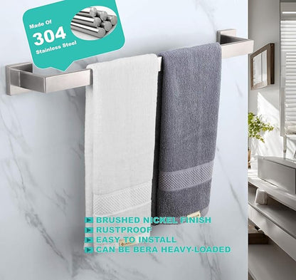 24 Inch Towel Bar 2 Pack for Bathroom 12/16/24/28/32/36 Inch Kitchen Towel Holder Brushed Nickel Towel Rod Wall Mounted SUS304 Rustproof Towel Rack Modern Square Design (2, Brushed Nickel, 24 Inch)