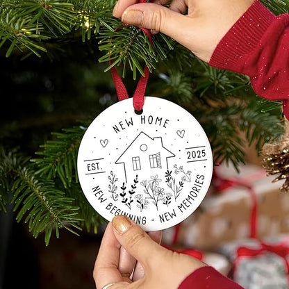 New Home Ornament 2025 - House Warming Gifts - New House Gift Ideas - New Home Christmas Ornament - Gift for New Homeowner, Couple, Women, Men - Ceramic Ornaments