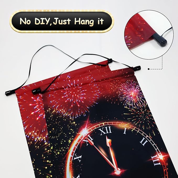 2026 New-Years Decorations, Premium Happy New Year Banner, Large 71x12in, Ideal New Years Eve Party Supplies 2026, Classic Design, HQ Fabric, HD Printing, Perfect for NYE Decorations
