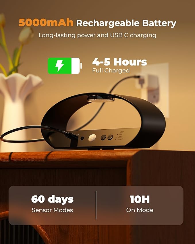 Motion Sensor Wall Light, 5000mAh Rechargeable Battery Operated Motion Sensor Light Indoor with Remote, RGB and 3 Colors Dimmable, Wireless Wall Sconces for Hallway, Living Room, Stair, bedroom