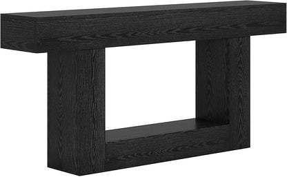 Tribesigns 63" Console Table, Farmhouse 2-Tier Entryway Table with U-Shaped Base, Narrow Long Wood Sofa Table Behind Couch Table for Living Room, Hallway, Foyer, Black