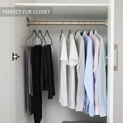 MIZGI Premium Velvet Hangers (30 Pack) Heavy Duty - Non Slip - Velvet Suit Hangers Gray - Copper/Rose Gold Hooks,Space Saving Clothes Hangers (Gray)