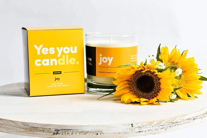 Joy, Grapefruit & Magosteen, Highly-Scented, Inspirational Soy Candle, Made in USA, Pure Essential Oils, Aromatherapy, 8 oz