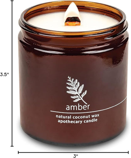 Hemlock Park Crackling Wood Wick Candle Handcrafted with Natural Coconut Wax (Large 16 oz, Amber)