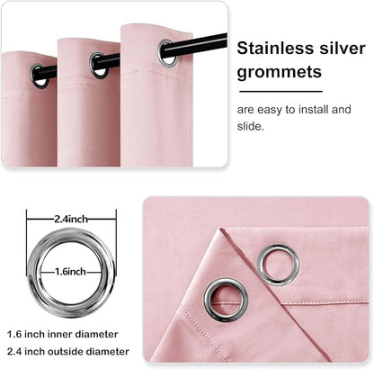 DWCN Blush Pink Curtains for Living Room, Room Drakening Drapes for Bedroom, Solid Thermal Privacy Protection 45 Inch Window Panels, W42 x L45 Inch, Set of 2