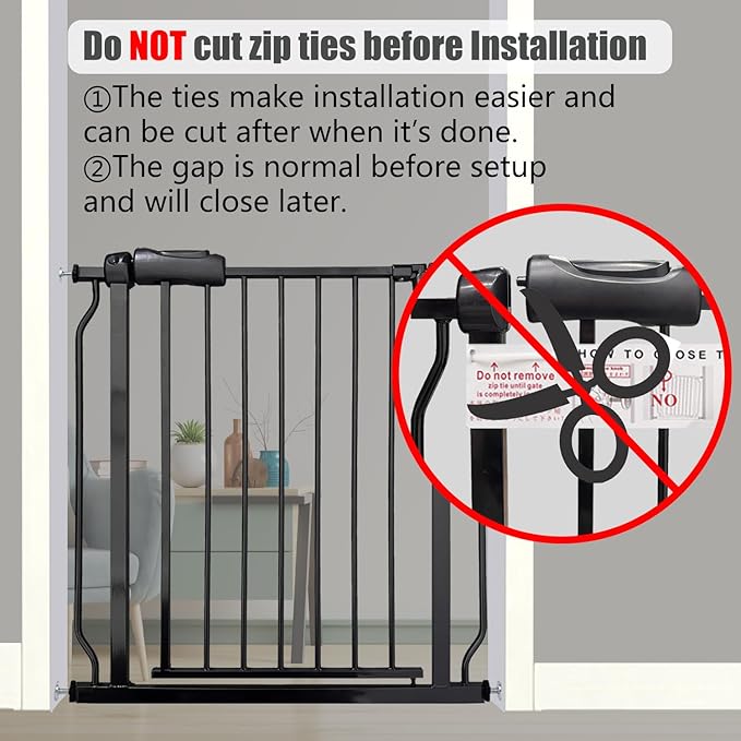 Expandable Baby & Dog Gate 38.5-43.3 Inch, Tension Mounted Indoor Safety Gate for Stairs & Doorways - Black Metal, 30 Inch Tall