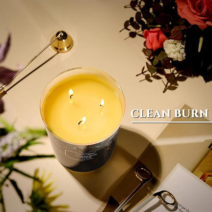 HomeLights Scented Candles | Large Jar 34 Oz Natural Soy Candle | 130 hrs Long-Lasting with 3 Wicks | Industrial Chic Home Decor | Gifts for Mom & Women, Tobacco Noir