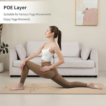 HAHE Yoga Mat Thick (8MM,1/3"), Eco-Friendly POE Non Slip Yoga Mat, High Rebound & Shock Absorption, Anti-Tear & Sweat-Resistant for Yoga, Fitness, Home, Workouts, Large Pilates Mats 72"x24" with Carrying Strap