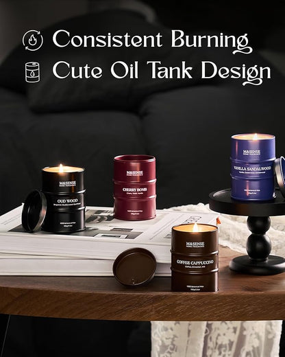 Winter Candles Set | Holiday Scented Candles Gift Set | 4 Pack Candles for Home Scented Candle,Cherry Vanilla Oud Sandalwood Coffee Candle,Gift Set for Women and Men,Soy Wax 14 oz 86 Hour