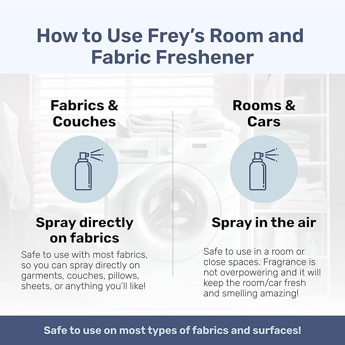 Frey Fabric Freshener Spray – Pack of 2 | Linen Spray Deodorizer for Laundry | Cedarwood & Sandalwood | 2oz Bottles