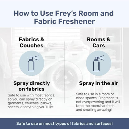Frey Fabric Freshener Spray – Pack of 2 | Linen Spray Deodorizer for Laundry | Cedarwood & Sandalwood | 2oz Bottles