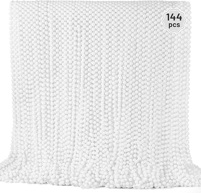 YAXINRUI 144 PCS White Mardi Gras Beads, 33" White Bead Necklaces Party Costume Necklace Round Parade Throw Beads in Bulk for Mardi Gras Christmas Festive Events, Party Favors