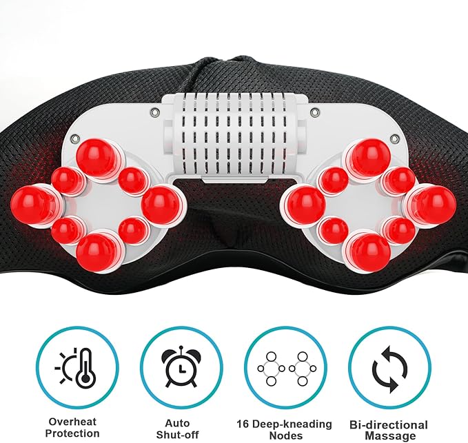 cotsoco Cordless Shiatsu Neck and Shoulder Massager with Heat,Portable Massagers for Neck and Back,3D Deep Tissue Kneading Back Massager for Muscle Pain Relief,Perfect Gifts for Men and Woman