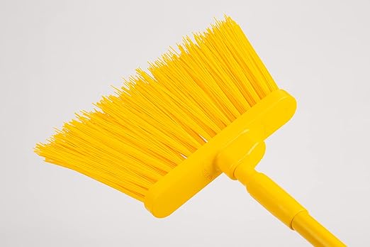 SPARTA 41083EC04 Plastic Color Coded Broom, Unflagged Bristles, Long Broom With Angled Head For Small Debris Cleaning, 56 Inches, Yellow