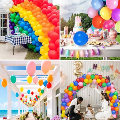 400 Pcs Balloons Assorted Color, Rainbow Birthday Balloon Bulk Pack of Strong Latex Balloons for Birthday Wedding Anniversary Party Decorations