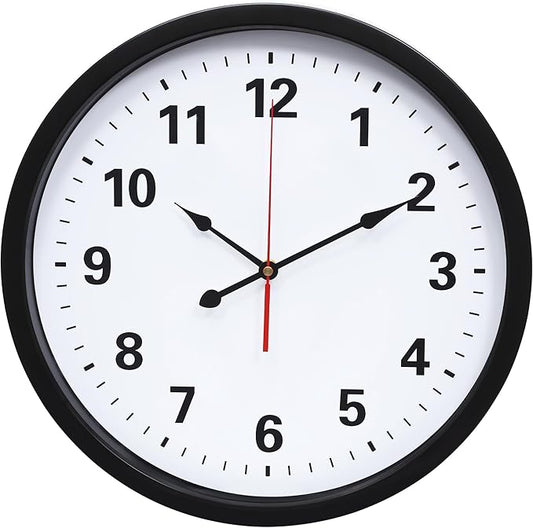 LEIKE Metal Wall Clock 16IN Black, Retro Silent Quartz Battery Operated, Decorative for Patio, Kitchen, Living Room, Bedroom, Pool