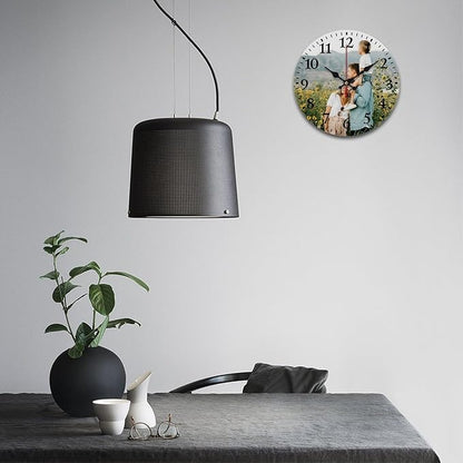 Custom Clock Personalized Round Wall Clock with Photo Customized Picture Clock for Bedroom Living Room Kitchen Decor