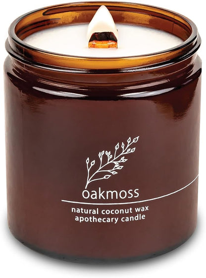 Hemlock Park Crackling Wood Wick Candle Handcrafted with Natural Coconut Wax (Large 16 oz, Oakmoss)
