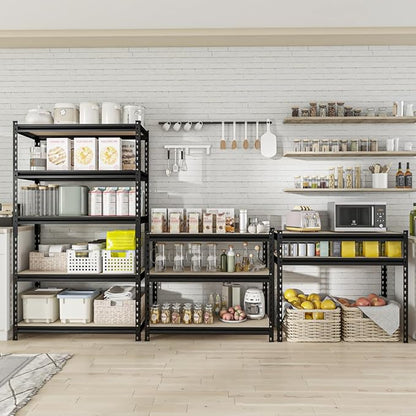 36" W Father&I 5-Shelf-Rack Industrial Metal Steel Utility Garage/Kitchen Storage Stand Shelves Shelving Unit Adjustable 5T Heavy-Duty Organizer for Bin/Closet/Pantry/ 72" H*36W*16D, Black
