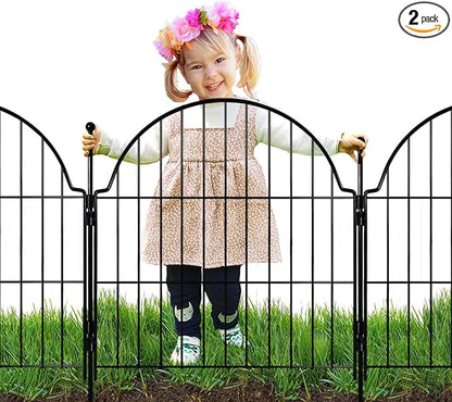 Decorative Metal Garden Fence 6 Panels, 25in (H) x 12.2ft (L) No Dig Outdoor Dog Fence Panels, Easy Install Temporary Fencing for Yard, Rustproof Wire Garden Border