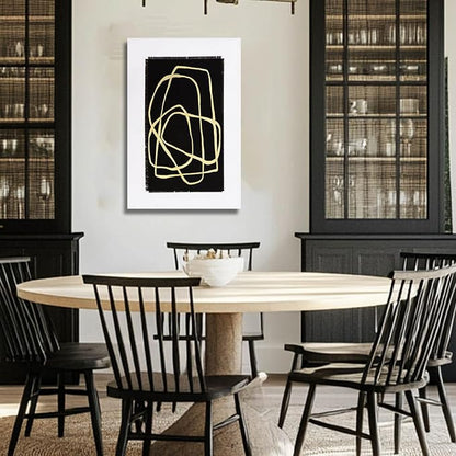 CHUDANHAO Minimalist Home Decor Black and Gold Canvas Painting Line Artwork Neutral Wall Art 24"x36" Bedroom Decorations Kitchen Art