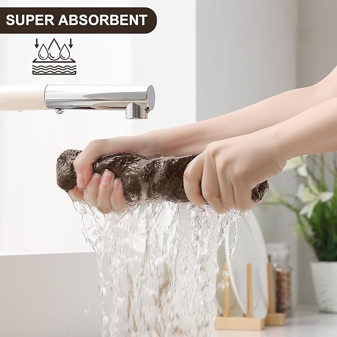 Homaxy 100% Cotton Kitchen Towels and Dishcloths Set, 12 x 12 Inches and 13 x 28 Inches, Set of 12 Bulk Kitchen Towels Set, Ultra Soft Absorbent Dish Cloths for Washing Dishes, Dark Brown