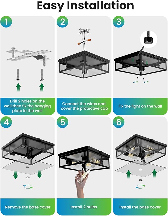 Caftersmark Outdoor Ceiling Light with Motion Sensor, Flush Mount Porch Ceiling Light, lear Glass with Dusk to Dawn 4-Light Close to Ceiling Light Fixture for Patio,Porch,Garage(14 in)