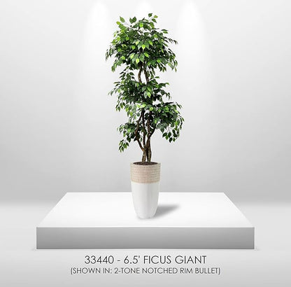 Cypress & Alabaster Handmade 6.5ft 3-Tier Ficus Artificial Tree with Ethically Sourced Real Wood Trunks, Hypoallergenic, 6.5-Foot, Green