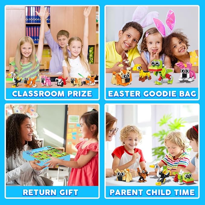 30 Pack Party Favors for Kids, 750 PCS Animals Building Block Toy for Goodie Bag Stuffers, Toy Set for Classroom Student Prizes Easter Birthday Valentines Day Gifts for Boys Girls Ages 6-12+