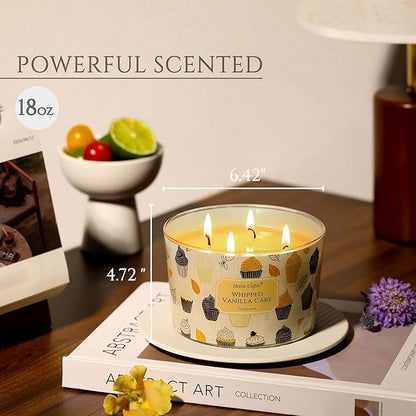 HomeLights Scented Candles for Women & Men, 18oz Candle Jars Aromatherapy 4-Wick Candle, Ideal for Rustic Modern Home Decor and Gifts, Whipped Vanilla Cake