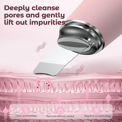 2 in 1 Electric Face Scrubber Silicone Facial Cleansing Brush, Exfoliator Scrubber & Skin Spatula Pore Cleaner Blackhead Remover Tools, Waterproof Face Brush Exfoliating Deep Cleaning Massager, Pink