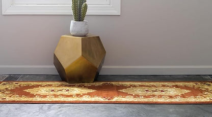 Rugs.com Chateau Collection Rug – 10 Ft Runner Brick Red Medium Rug Perfect for Hallways, Entryways
