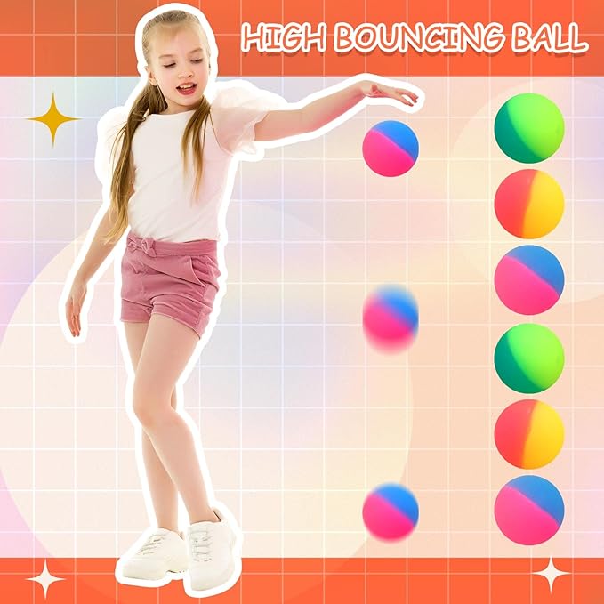 Jenaai 30 Pcs 45 mm/1.77 Inch Bouncy Balls for Kids, Large Rubber High Bouncing Balls in Bright Assorted Multi Colors Bulk for Birthday Party Favors Easter Classroom Carnival Prizes Gift