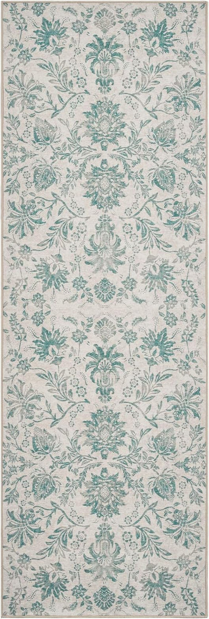 jinchan Runner Rugs 2x5 Vintage-Inspired Floral Design Machine Washable Non-Slip Ultra-Thin Low Pile Rubber Backing Runner Rug for Kitchen Hallway Laundry Room Entryway
